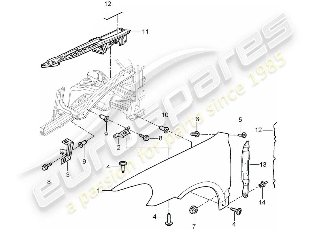 porsche cayenne (2008) fender part diagram