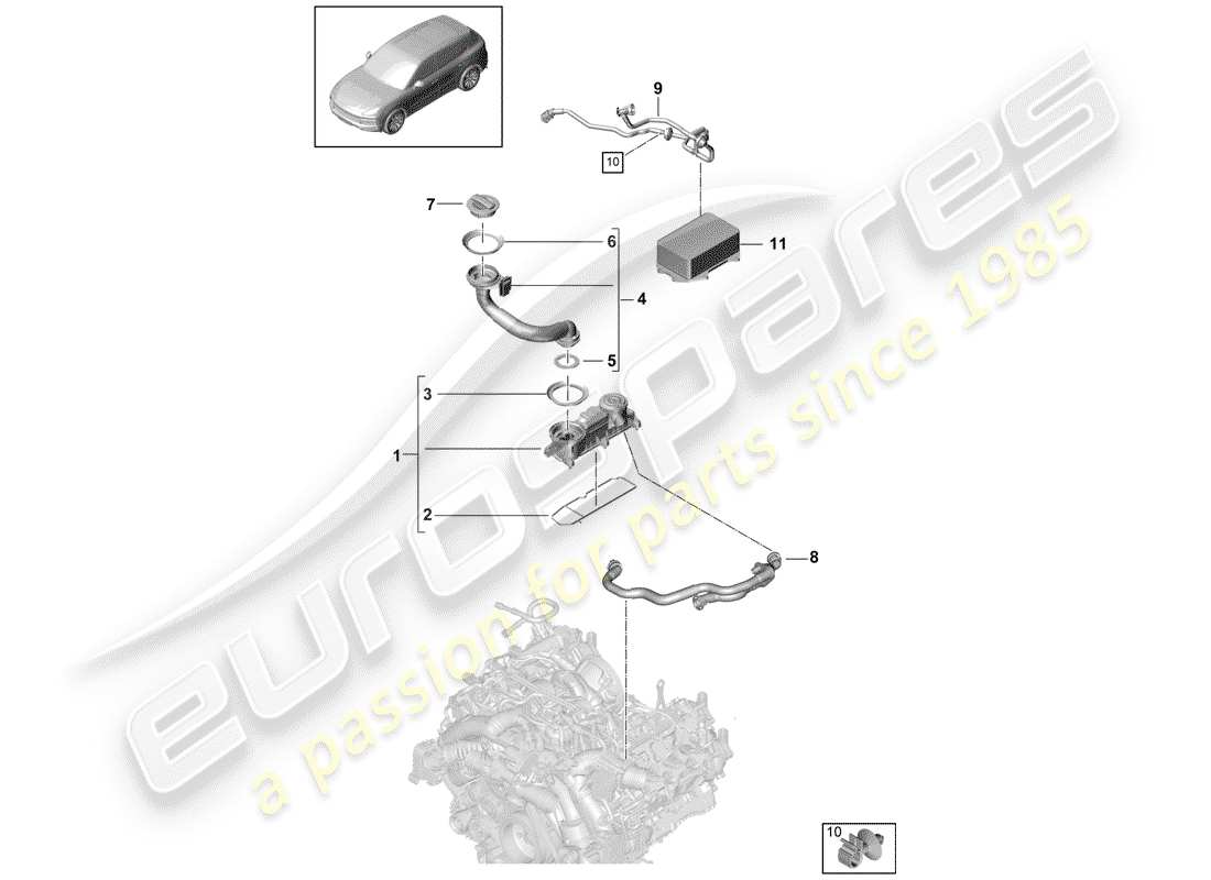 porsche cayenne e3 (2018) ventilation for cylinder block part diagram