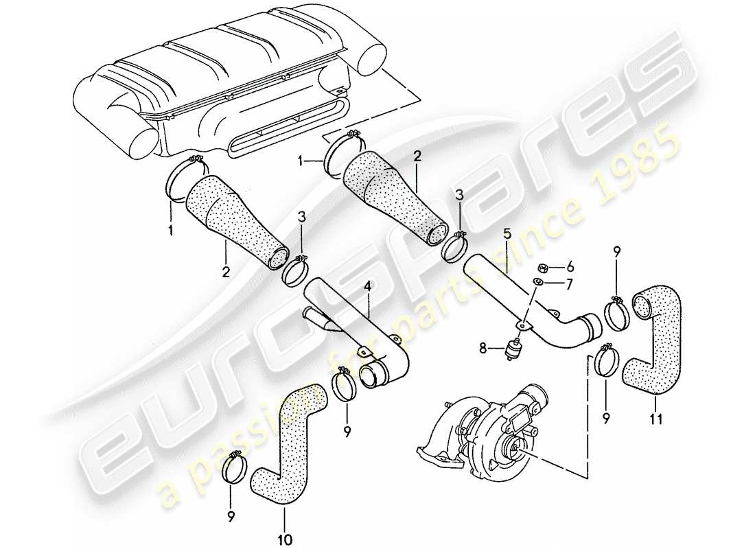 porsche 959 (1987) intake system 2 part diagram