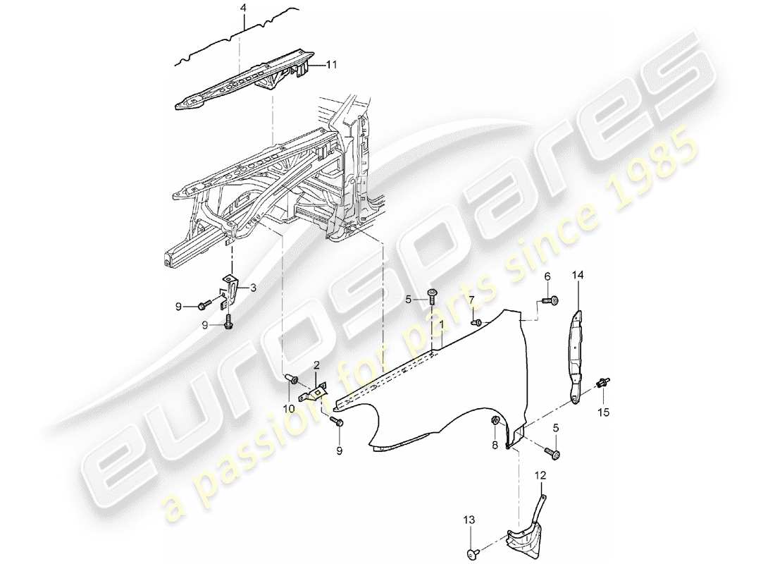 porsche cayenne (2006) fender part diagram