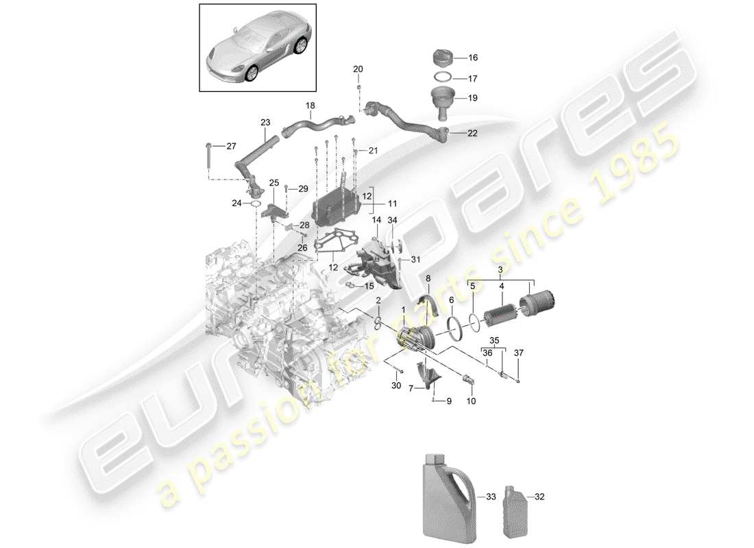 porsche 718 cayman (2019) engine (oil press./lubrica.) part diagram