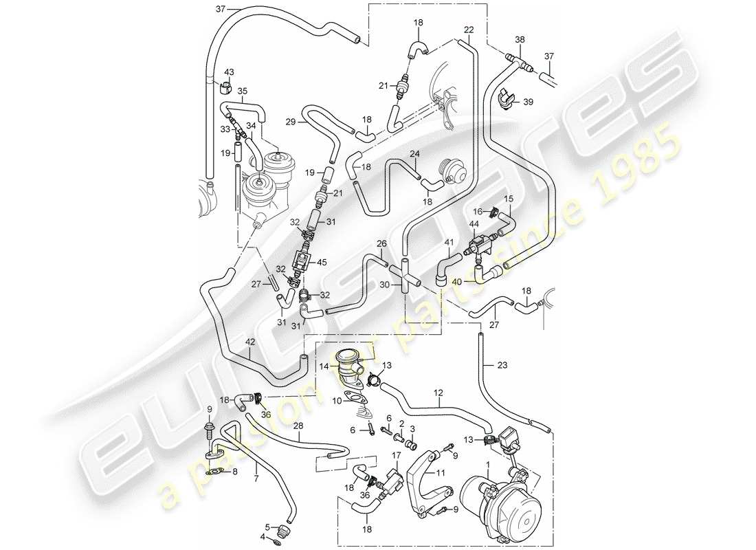 porsche 996 gt3 (2001) air injection part diagram