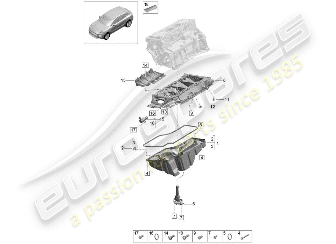 porsche macan (2020) oil-conducting housing part diagram