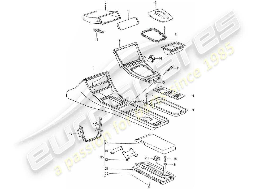 porsche 944 (1990) cassette holder - center console part diagram