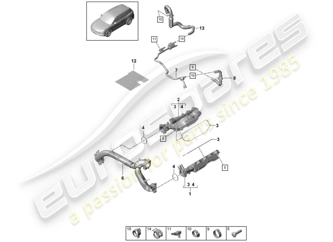 porsche cayenne e3 (2018) intake pipe part diagram