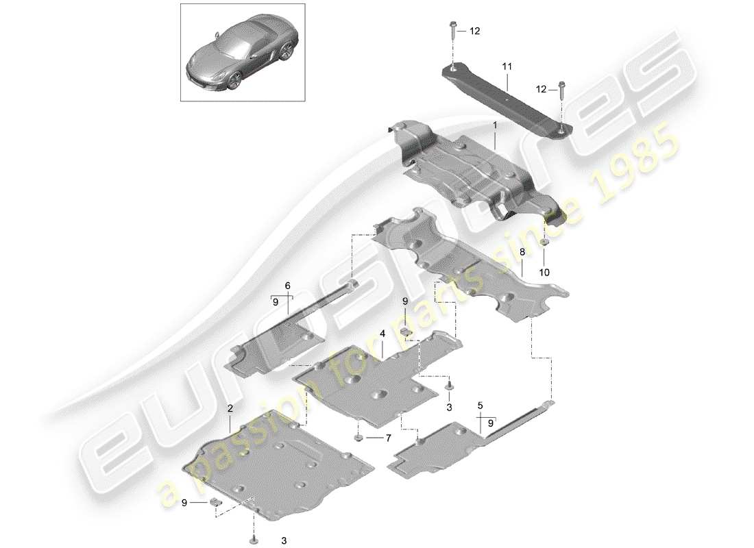 porsche boxster 981 (2013) lining part diagram