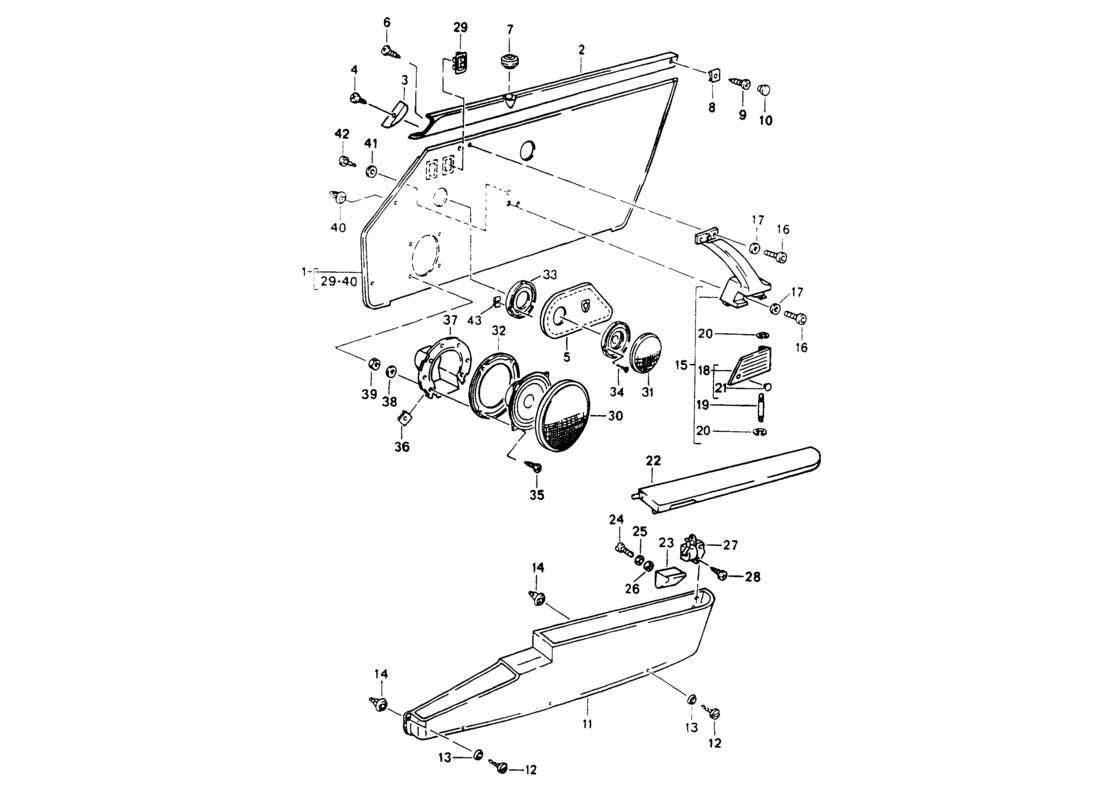 porsche 964 (1994) interior equipment - doors part diagram