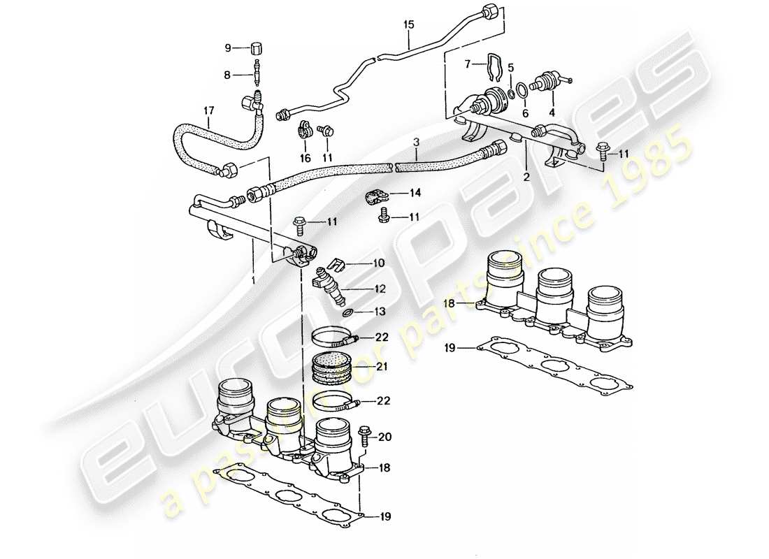 porsche 996 gt3 (2001) fuel collection pipe part diagram