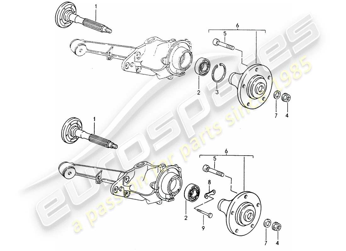 porsche 968 (1995) rear wheel shaft - lubricants part diagram