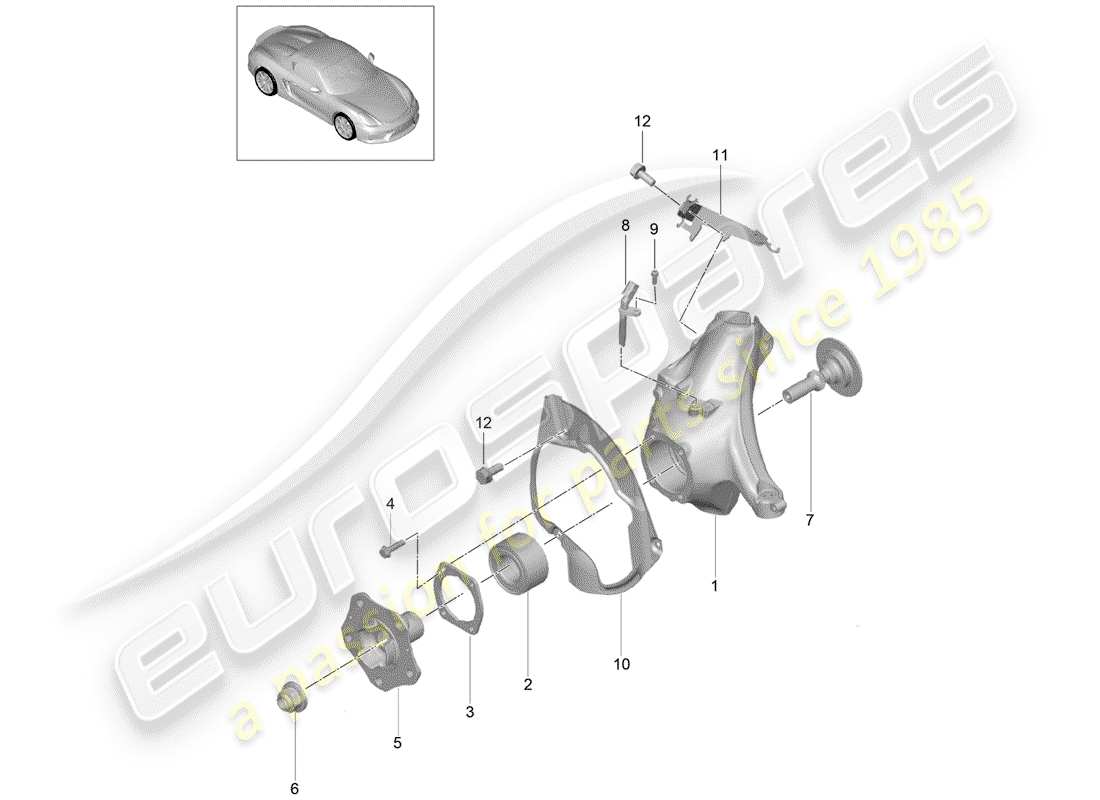 porsche boxster spyder (2016) wheel carrier part diagram