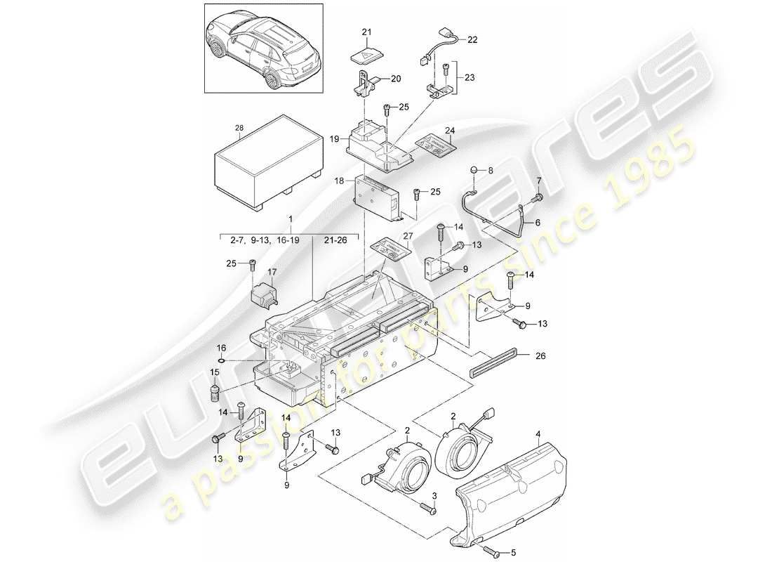 porsche cayenne e2 (2017) hybrid part diagram