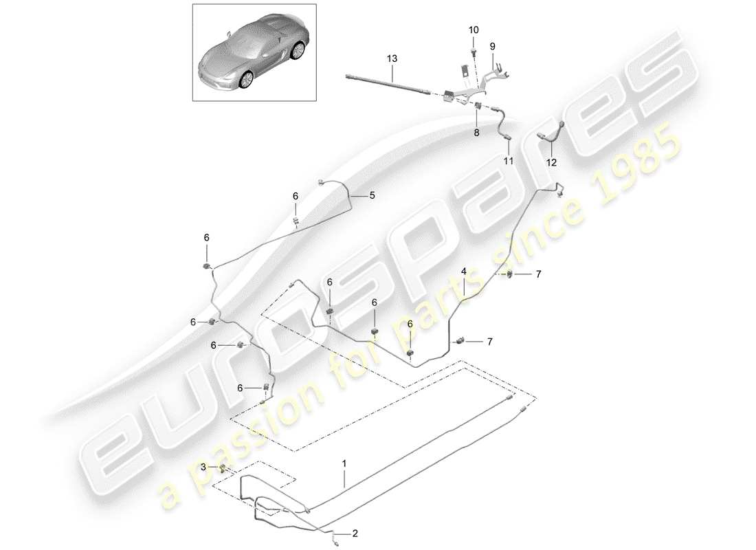 porsche boxster spyder (2016) brake lines part diagram