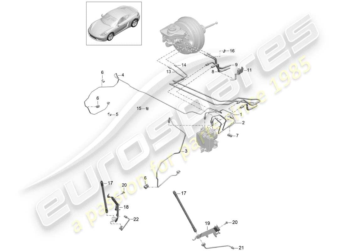 porsche 718 cayman (2017) brake line part diagram