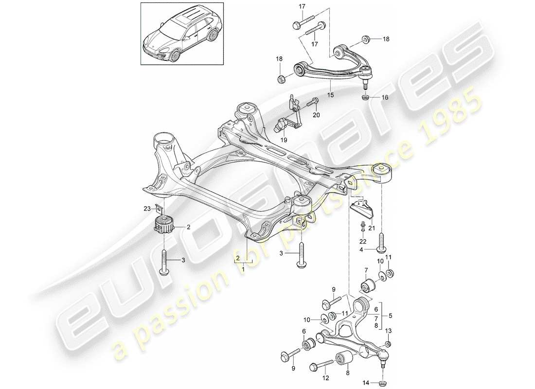 porsche cayenne e2 (2011) sub-frame part diagram