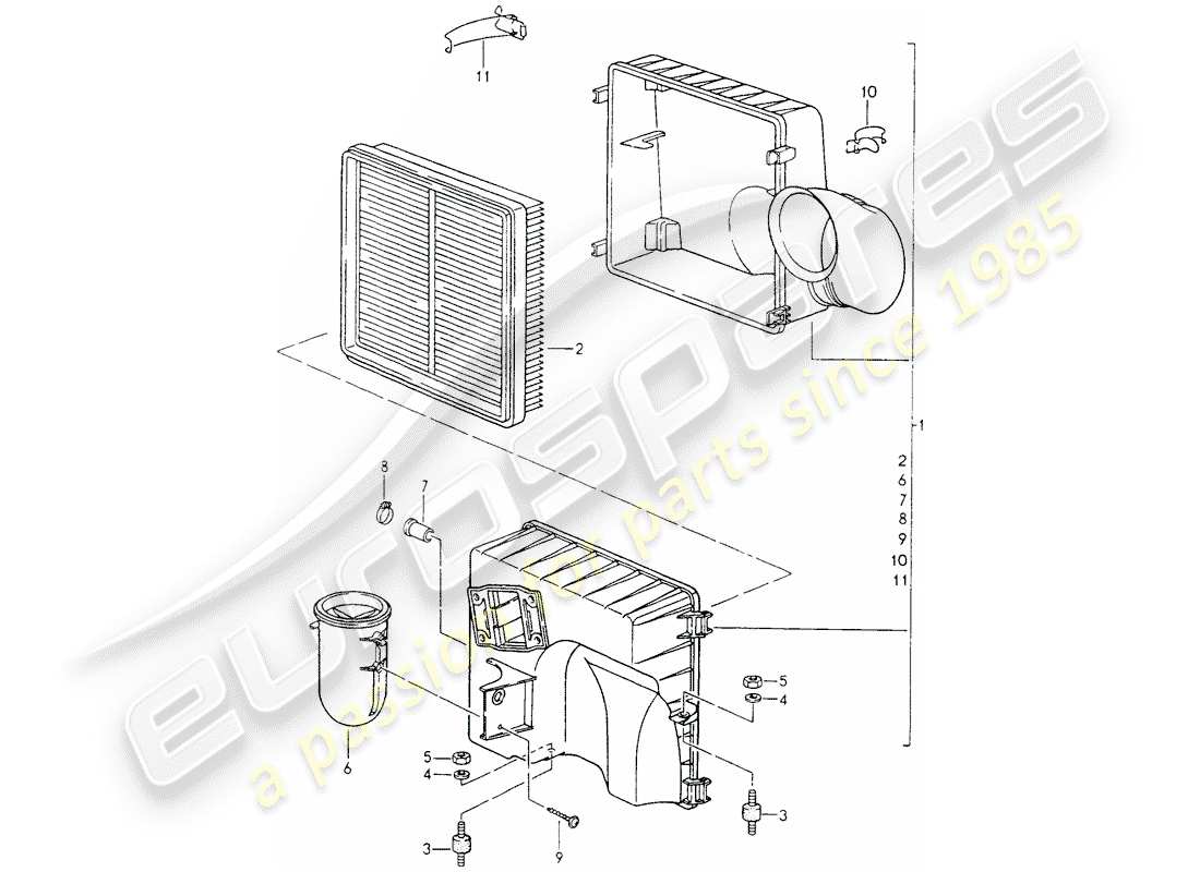 porsche 964 (1989) air cleaner part diagram