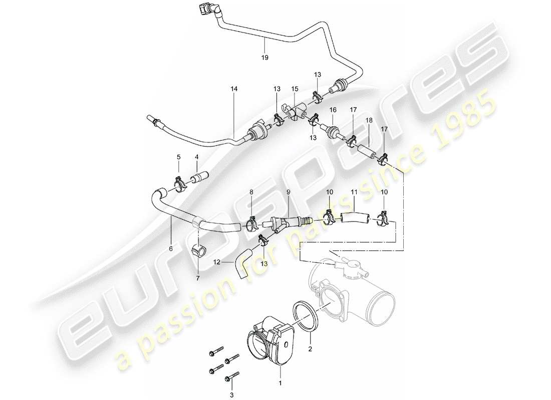 porsche 996 t/gt2 (2005) throttle body part diagram