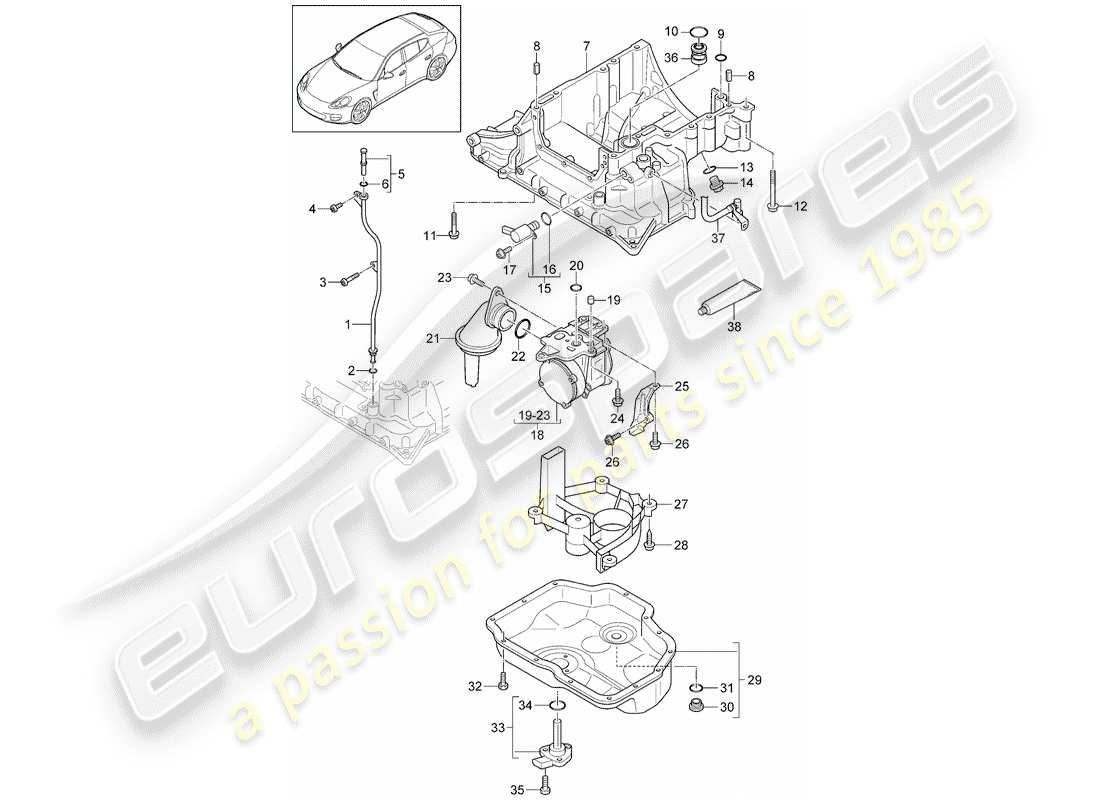 porsche panamera 970 (2011) oil-conducting housing part diagram