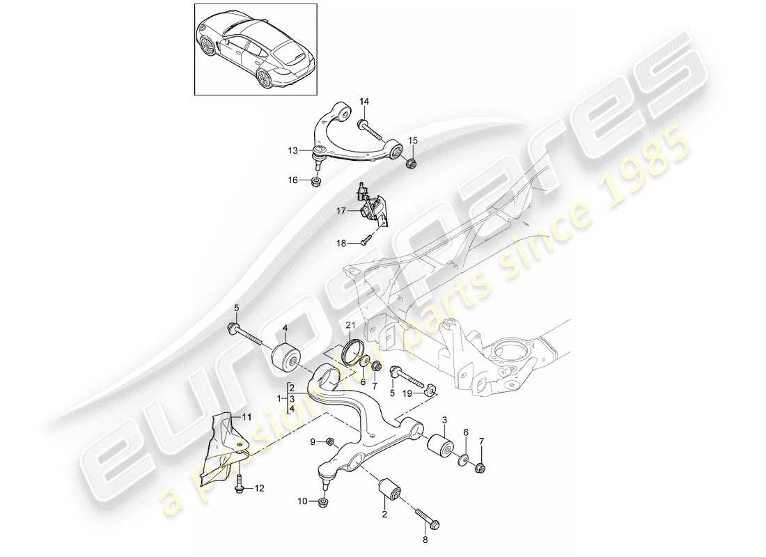 porsche panamera 970 (2011) track control arm part diagram