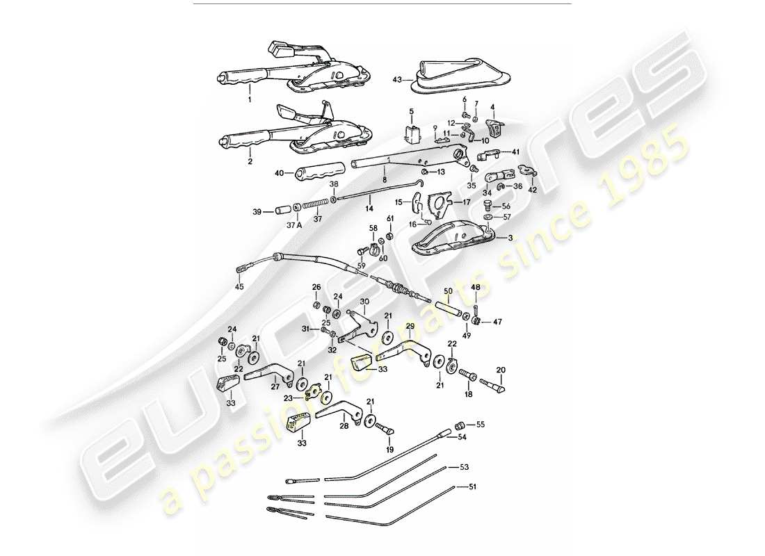 porsche 911 (1978) hand brake lever - operating lever - for - heater part diagram