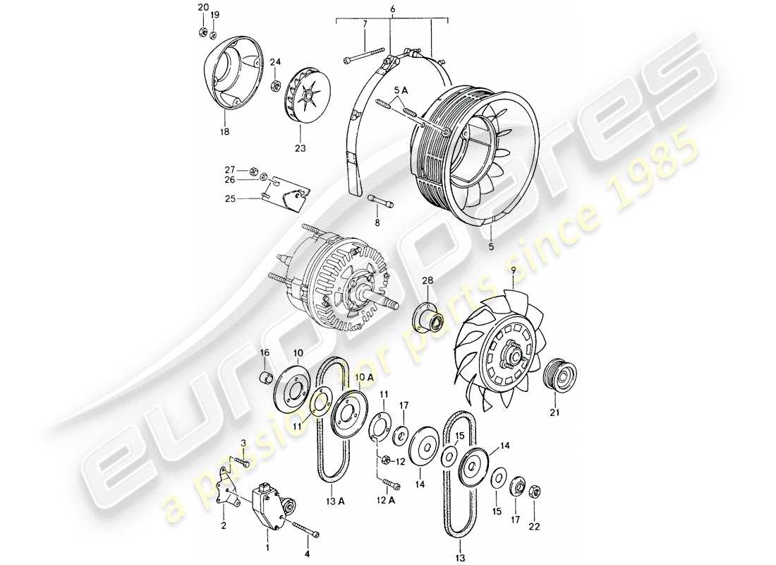 porsche 964 (1989) air cooling part diagram