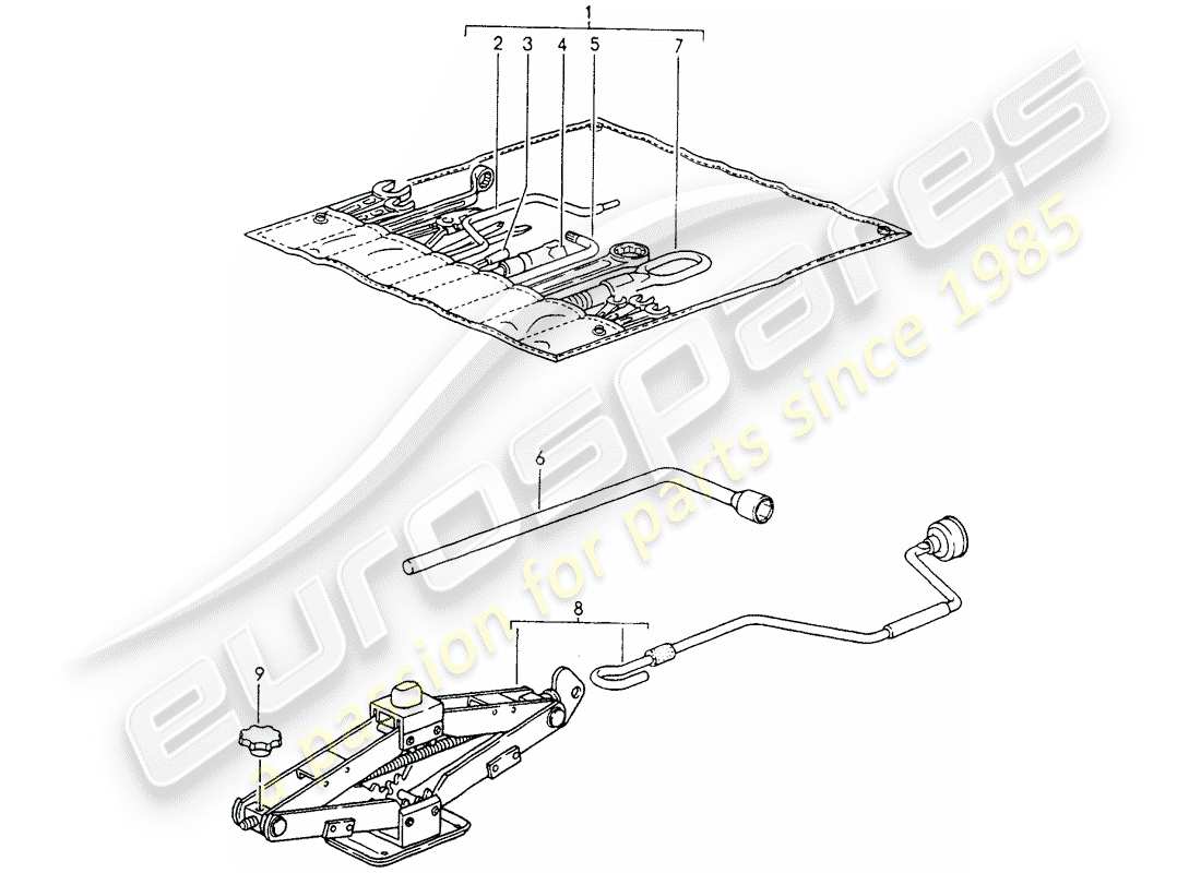 porsche 964 (1994) tool - jack part diagram