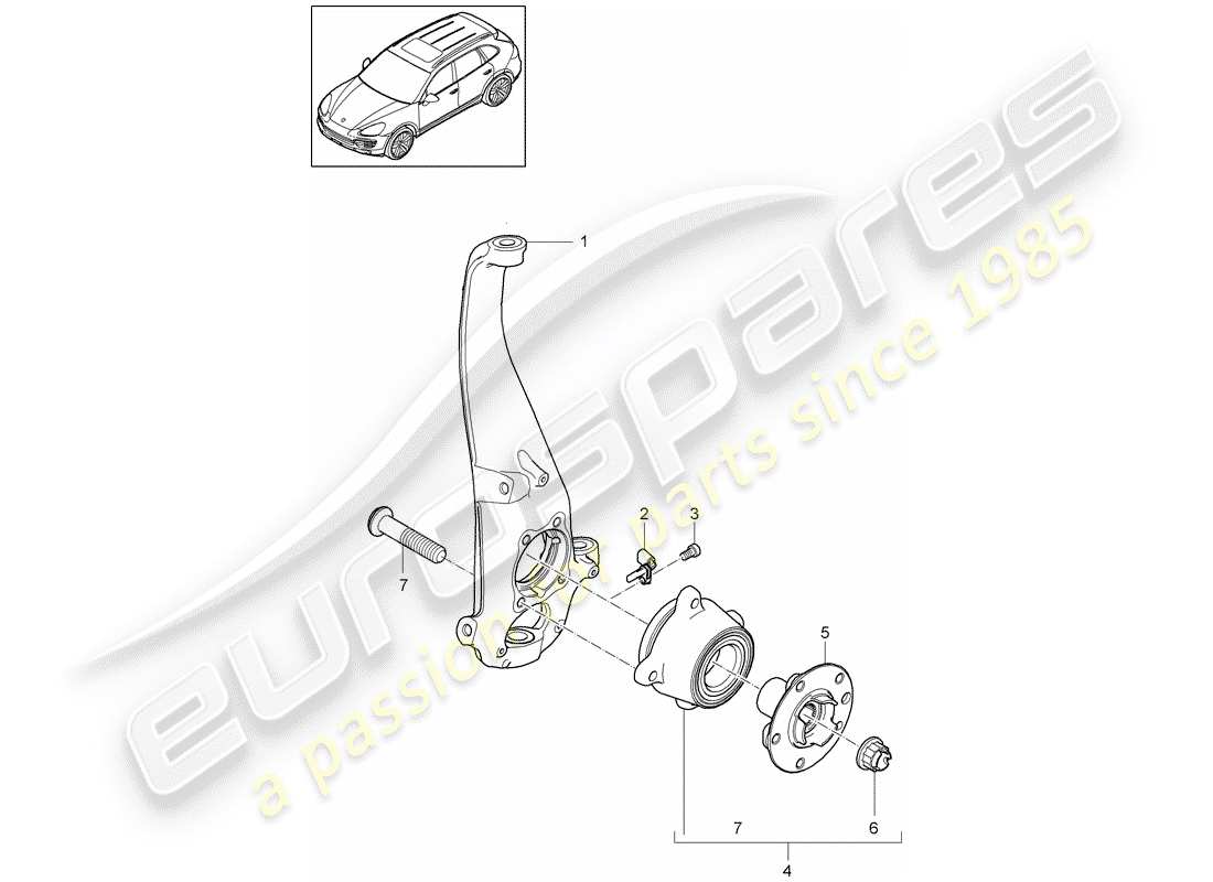 porsche cayenne e2 (2016) pivot bearing part diagram