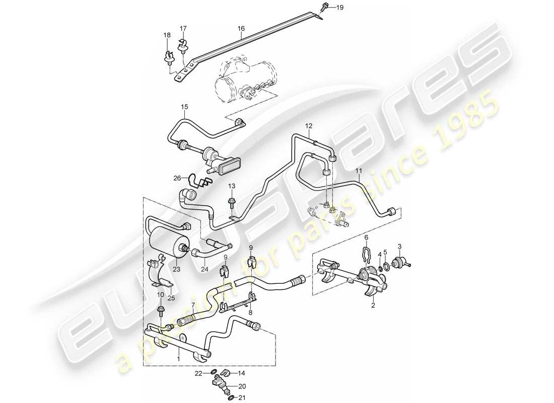 porsche 997 t/gt2 (2009) fuel collection pipe part diagram