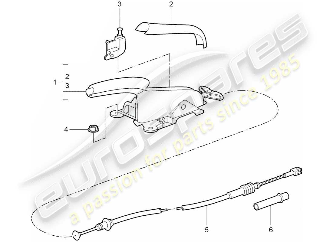 porsche 997 t/gt2 (2009) handbrake part diagram