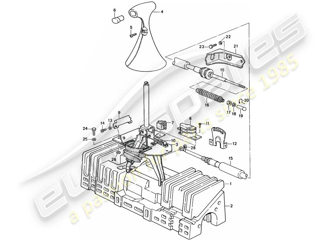 porsche 944 (1989) actuator - for - automatic transmission part diagram