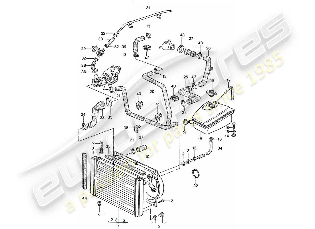 porsche 944 (1989) water cooling part diagram