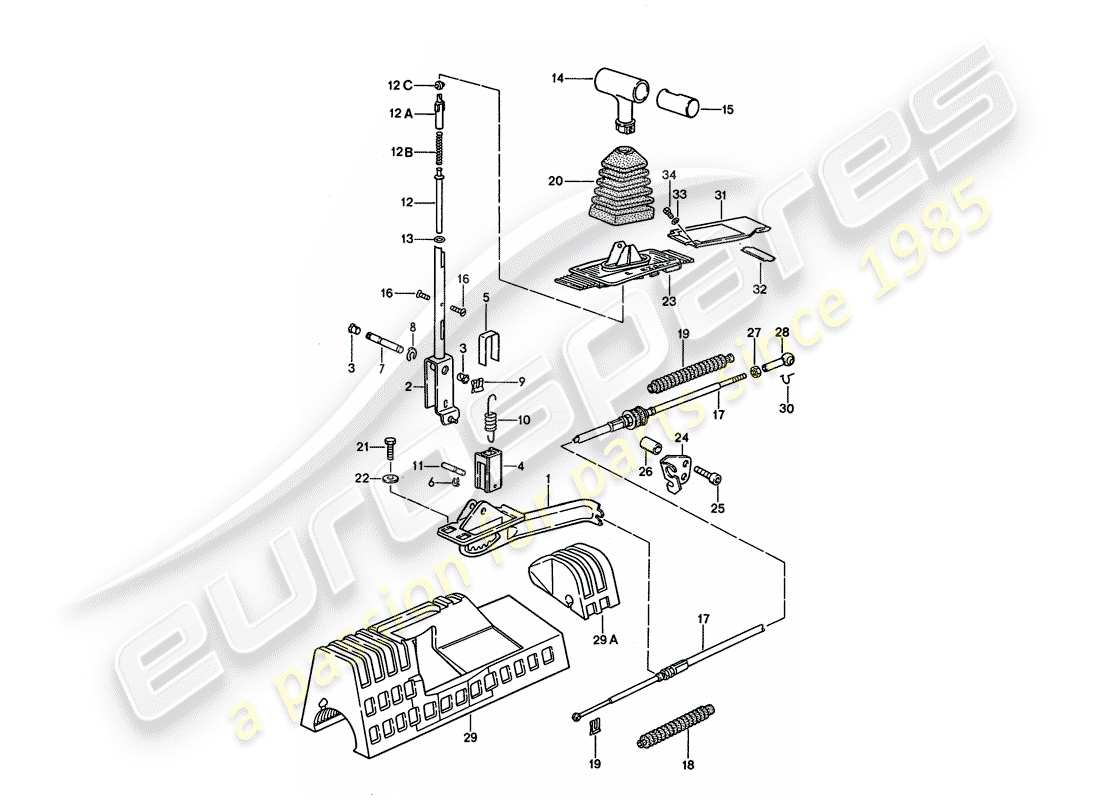 porsche 928 (1994) shift mechanism - for vehicles with - automatic transmission part diagram