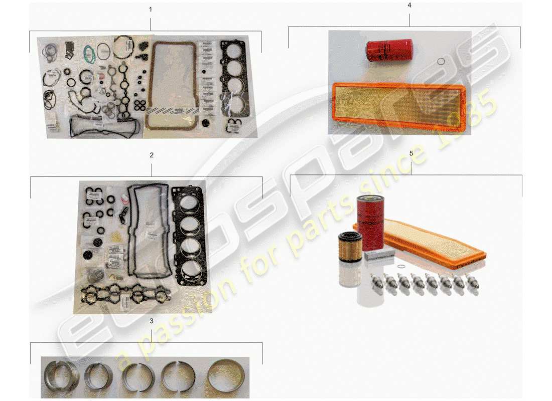 porsche 928 (1995) repair kits - gasket set - maintenance set part diagram