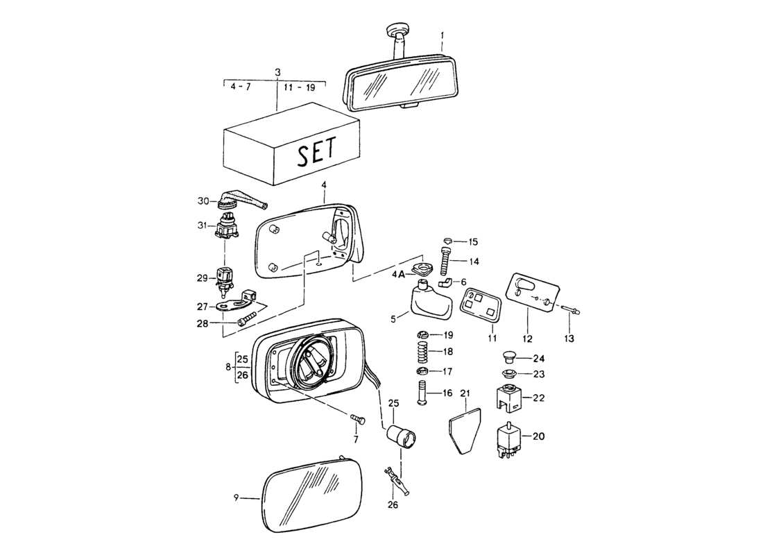 porsche 964 (1994) rear view mirror inner - rear view mirror - d >> - mj 1991 part diagram