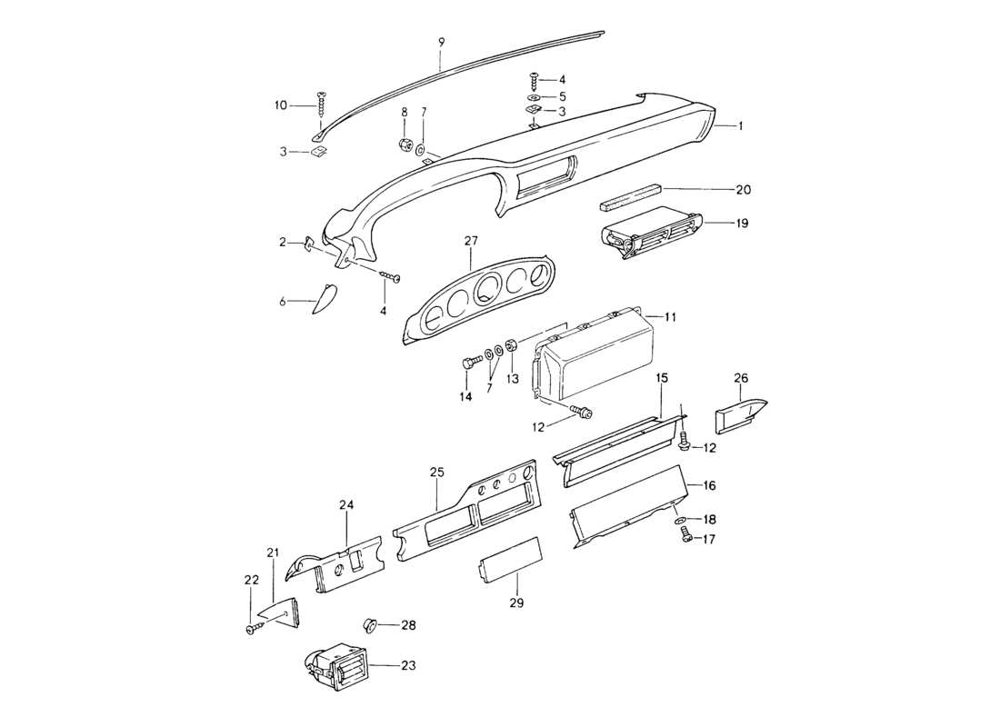 porsche 964 (1994) dash panel trim - rootwood - airbag - d - mj 1990>> part diagram