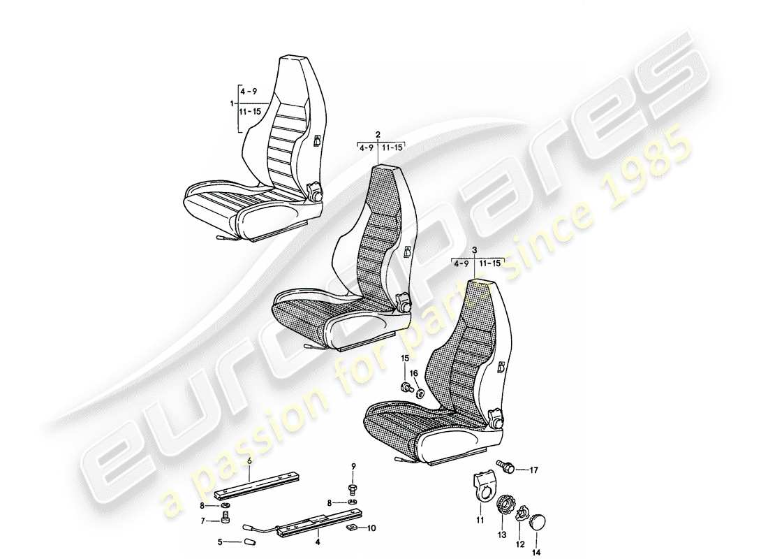 porsche 911 (1986) sports seat - complete - d >> - mj 1984 part diagram