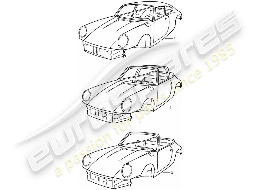 porsche 911 (1986) car body part diagram