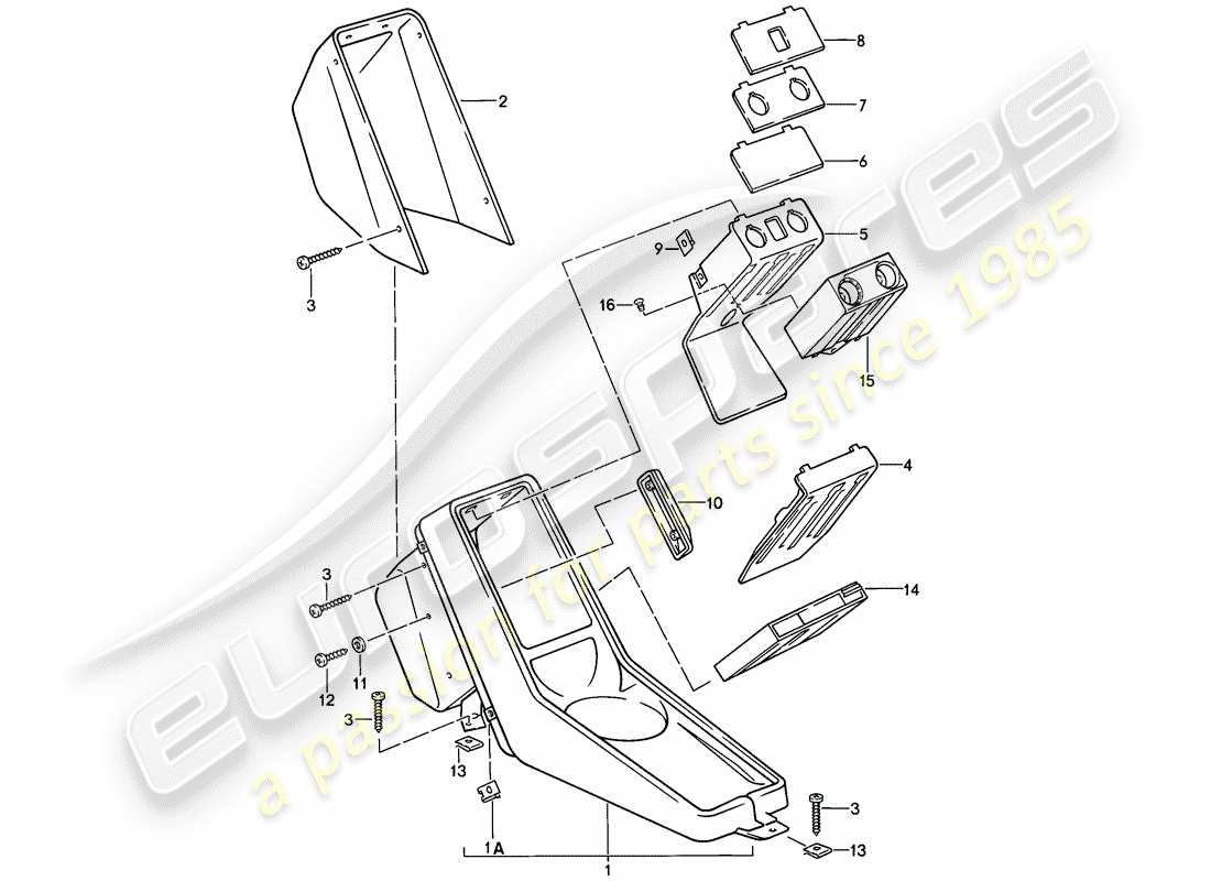 porsche 911 (1984) center console part diagram