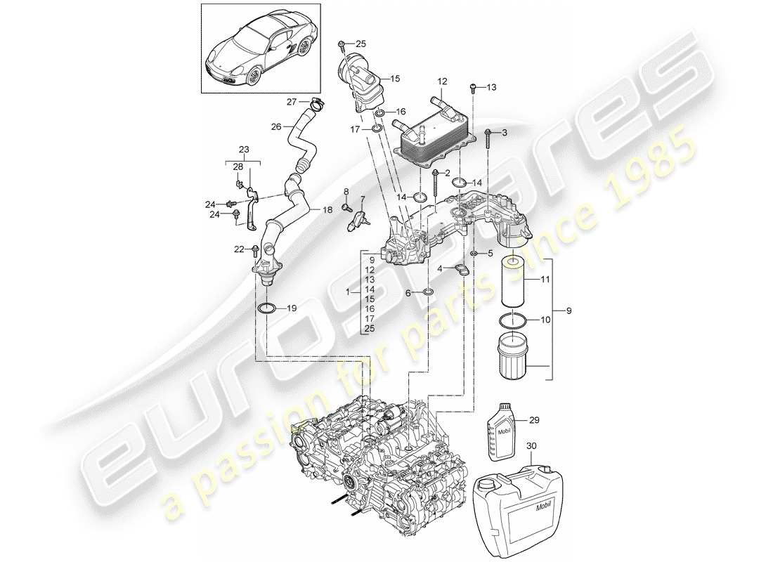 porsche cayman 987 (2011) engine lubrication part diagram