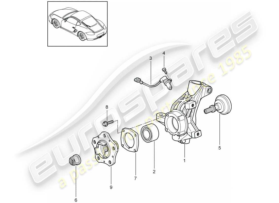 porsche cayman 987 (2011) wheel carrier part diagram