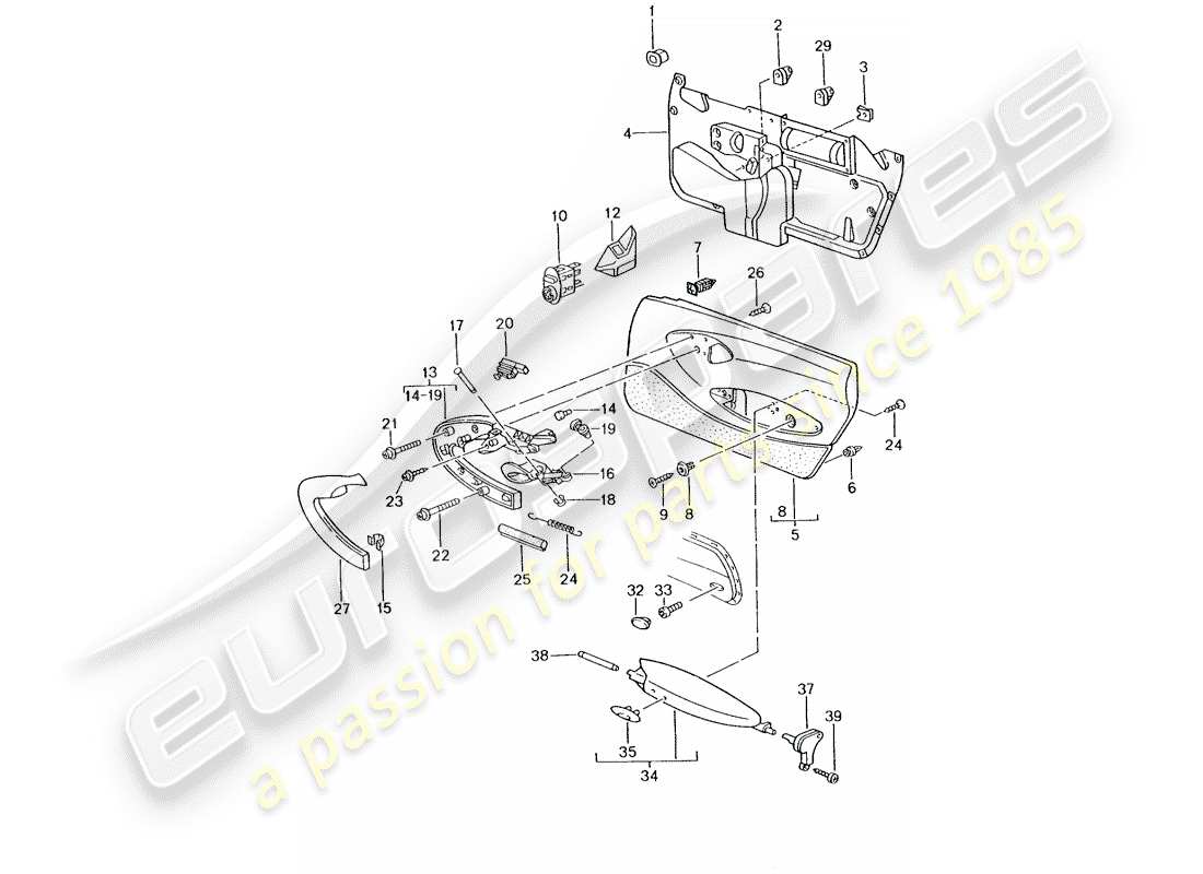 porsche 996 gt3 (2005) door panel - accessories part diagram