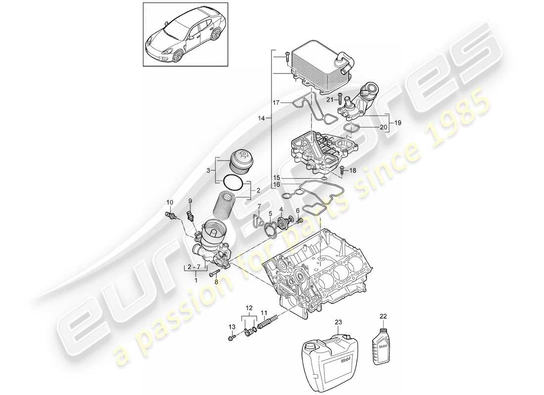 porsche panamera 970 (2011) oil filter part diagram