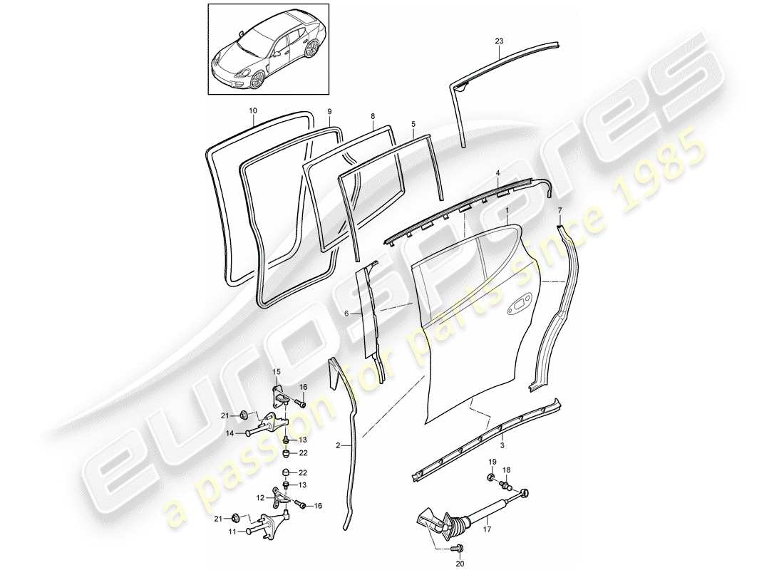 porsche panamera 970 (2011) door shell part diagram