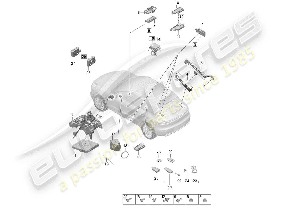 porsche macan (2020) control units part diagram