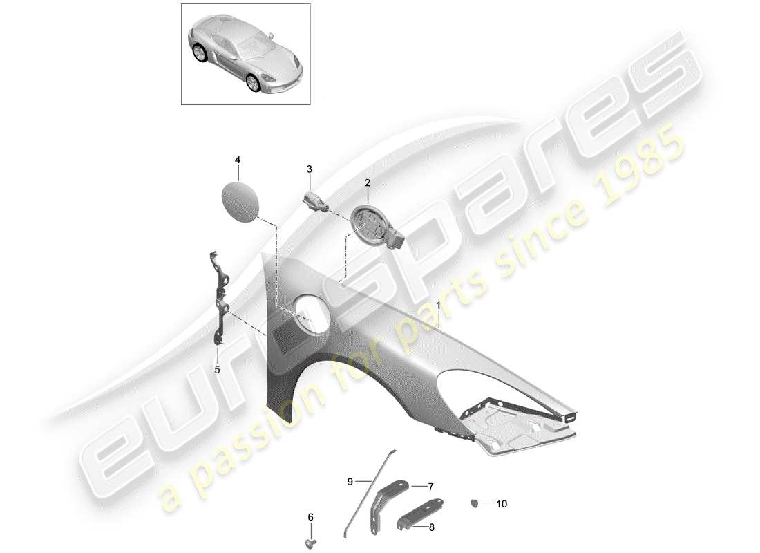 porsche 718 cayman (2020) fender part diagram