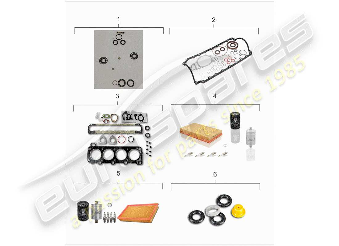 porsche 944 (1983) maintenance set - gasket set - repair kit part diagram