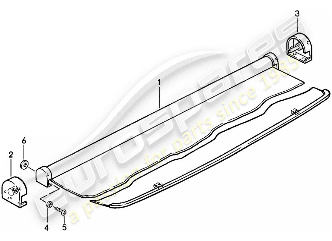 porsche 944 (1983) luggage compartment cover part diagram