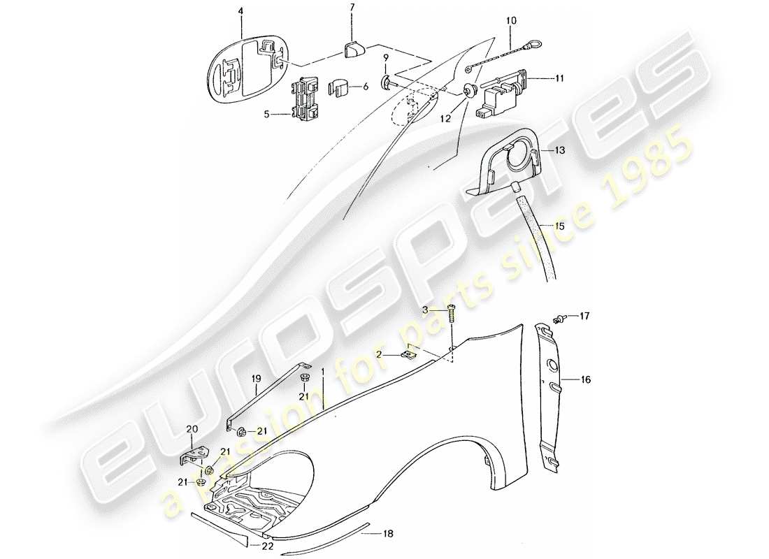 porsche 996 t/gt2 (2001) fender part diagram