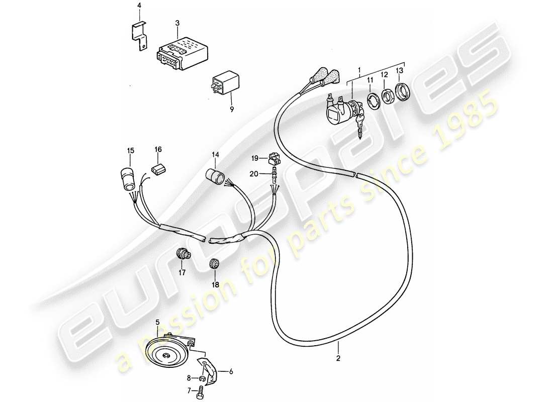 porsche 911 (1987) alarm system part diagram