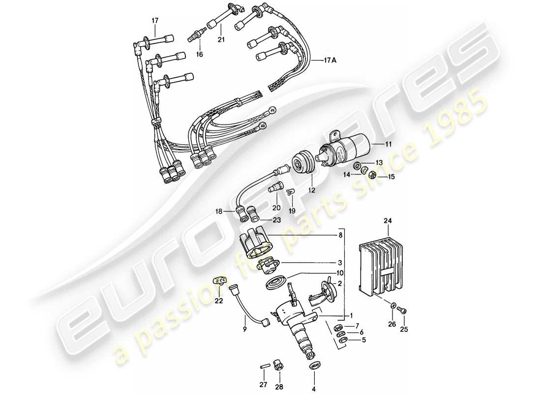 porsche 911 (1987) engine electrics 1 part diagram