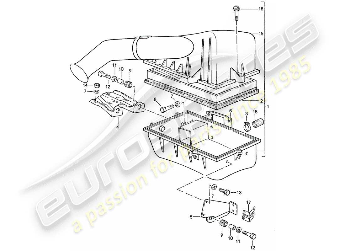 porsche 944 (1990) air cleaner system part diagram